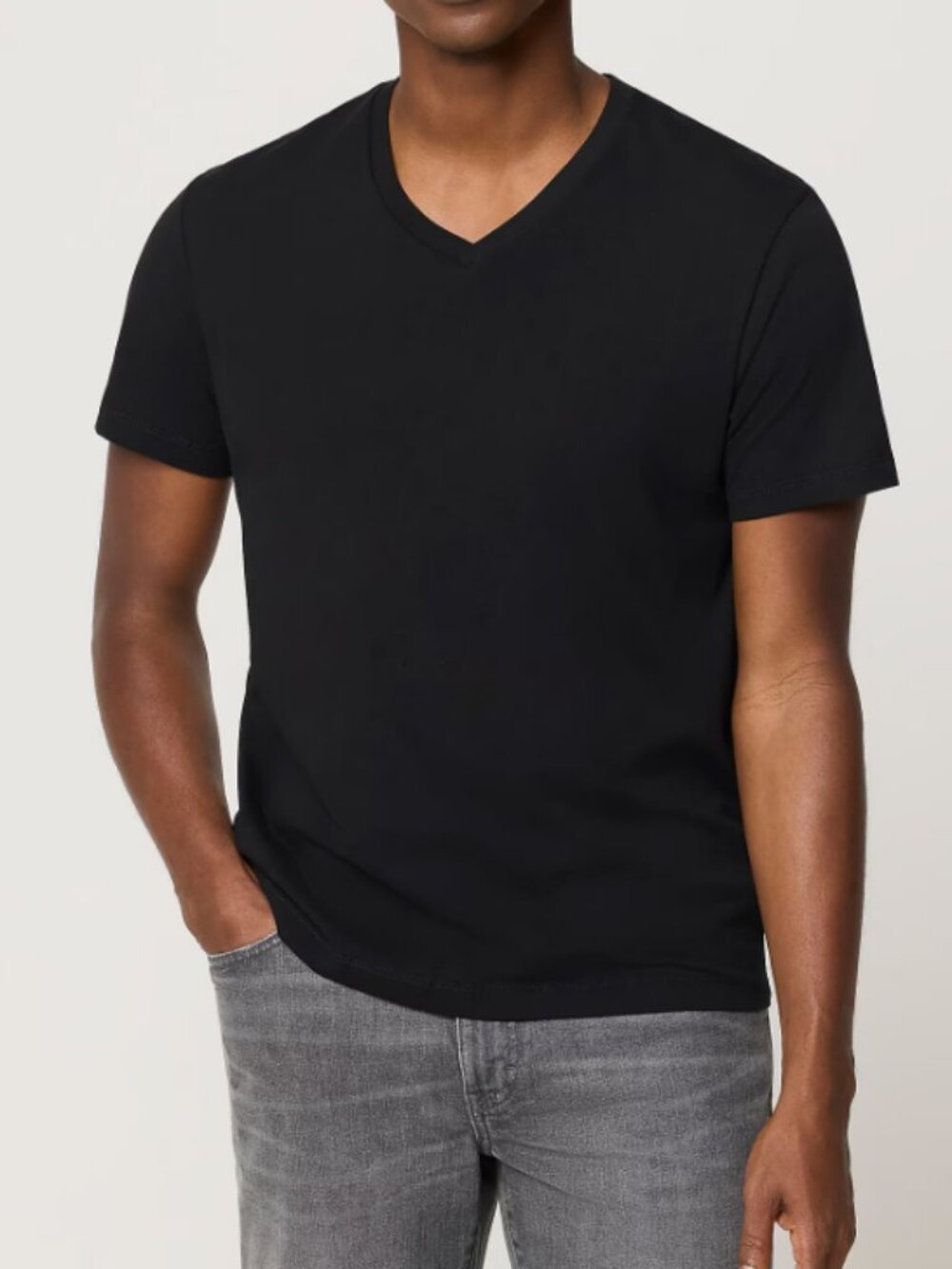 J Crew Mens' Soft Knit Cotton V-Neck Relaxed Field Knit Short Sleeve Tee Black